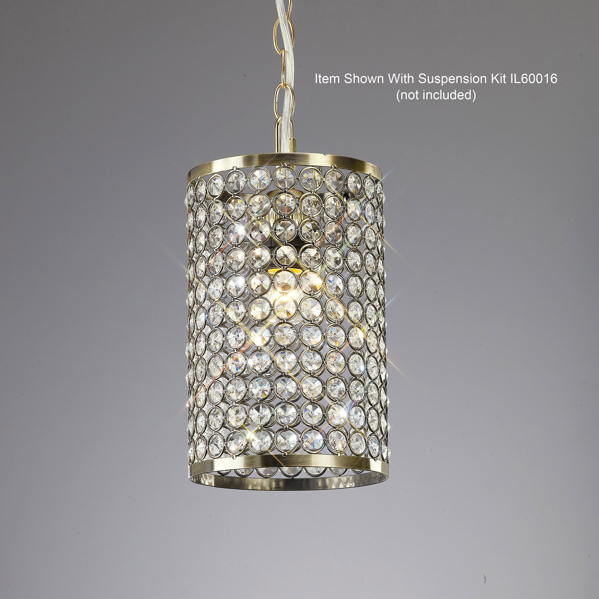 IL60030  Kudo Crystal Cylinder Non-Electric SHADE ONLY Antique Brass
